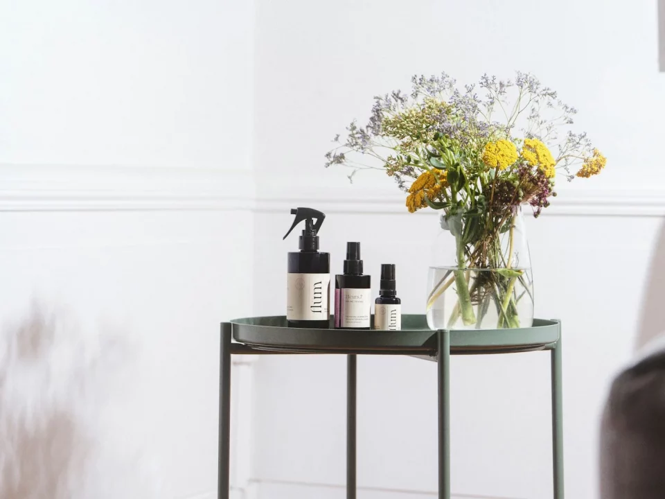 a vase of flowers on a table